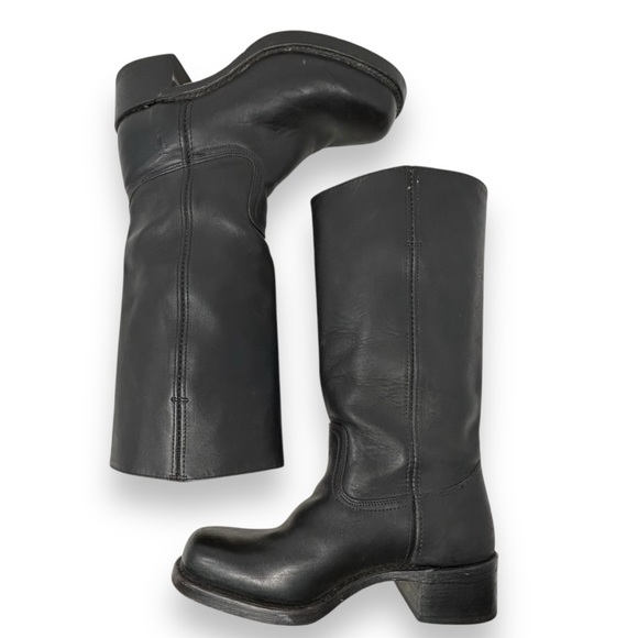 FRYE Campus Leather Stacked Heel Riding Boots Black 9.5 Women’s - Picture 9 of 13